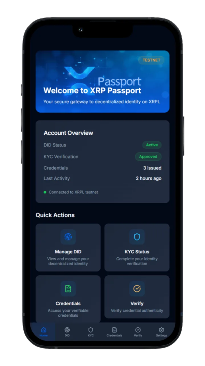 XRP Passport Mobile App Interface
